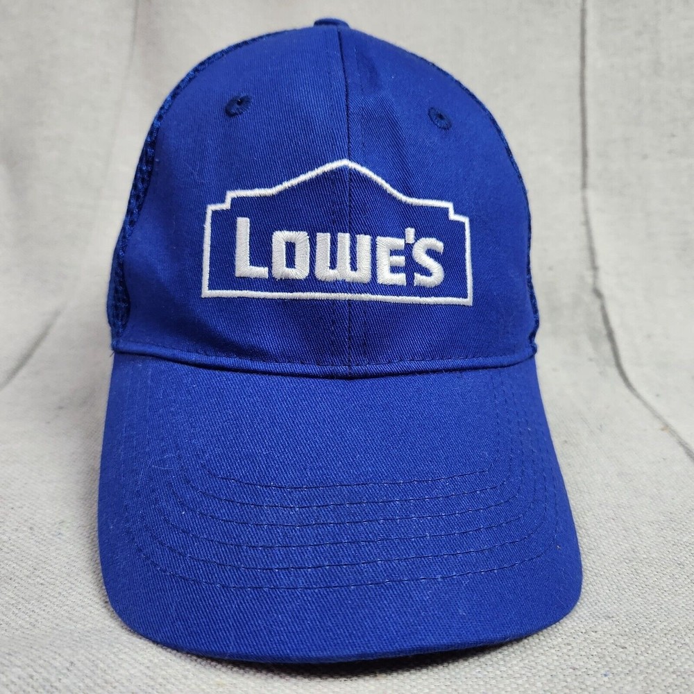 Lowes Employee Cap Hat Strap Back Black Embroidered Spell Out Adjustable Adult